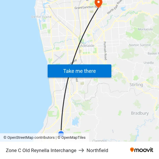 Zone C Old Reynella Interchange to Northfield map