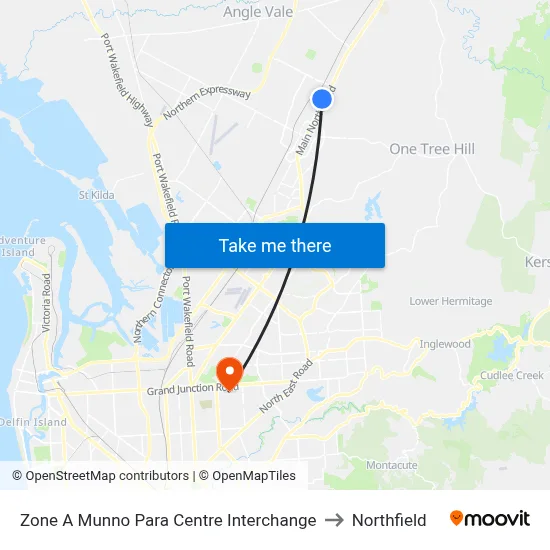 Zone A Munno Para Centre Interchange to Northfield map