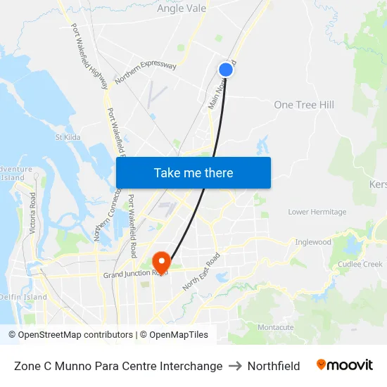 Zone C Munno Para Centre Interchange to Northfield map