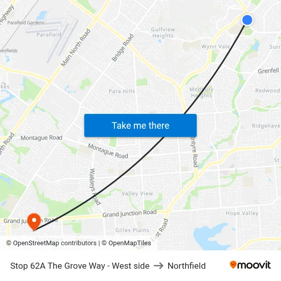 Stop 62A The Grove Way - West side to Northfield map
