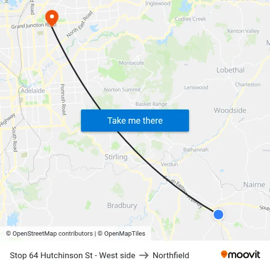 Stop 64 Hutchinson St - West side to Northfield map