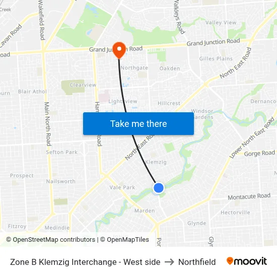 Zone B Klemzig Interchange - West side to Northfield map