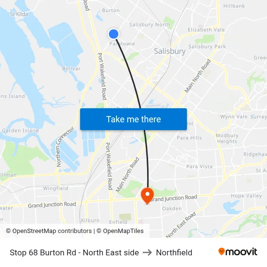 Stop 68 Burton Rd - North East side to Northfield map