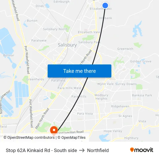 Stop 62A Kinkaid Rd - South side to Northfield map