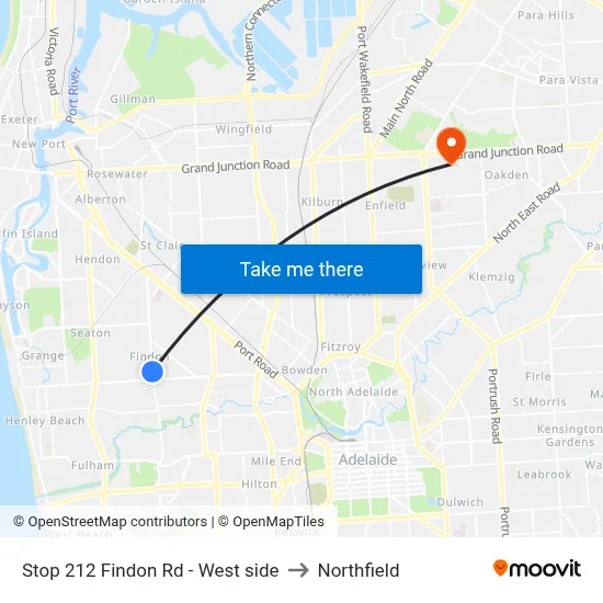 Stop 212 Findon Rd - West side to Northfield map