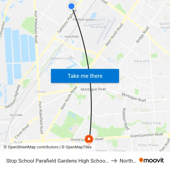 Stop School Parafield Gardens High School Shepherdson Rd to Northfield map