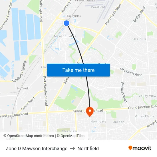 Zone D Mawson Interchange to Northfield map