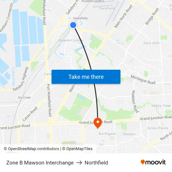Zone B Mawson Interchange to Northfield map