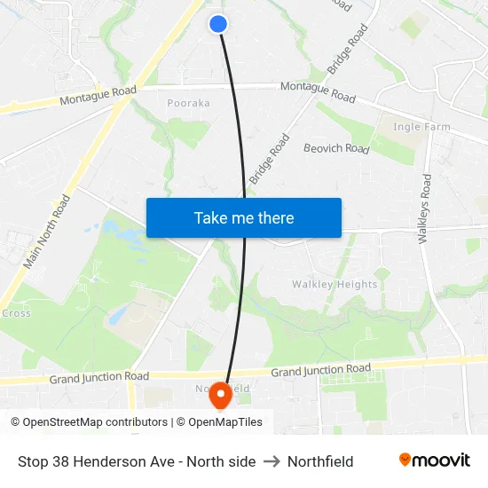Stop 38 Henderson Ave - North side to Northfield map