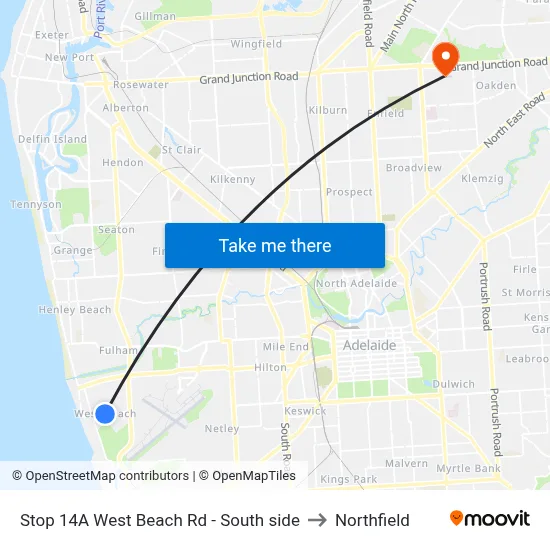 Stop 14A West Beach Rd - South side to Northfield map
