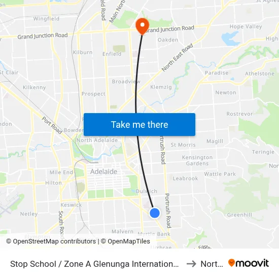 Stop School / Zone A Glenunga International High School Conyngham St to Northfield map