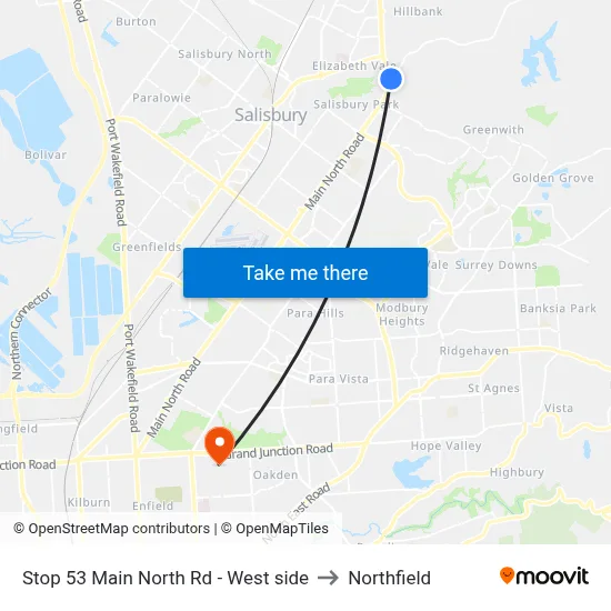 Stop 53 Main North Rd - West side to Northfield map