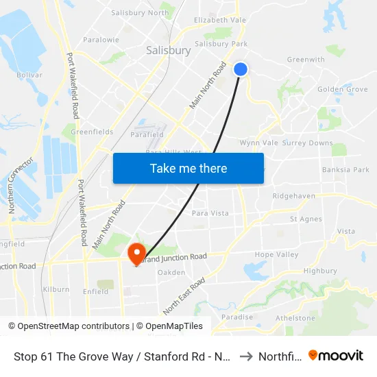 Stop 61 The Grove Way / Stanford Rd - North side to Northfield map