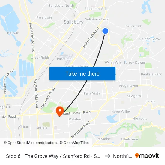 Stop 61 The Grove Way / Stanford Rd - South side to Northfield map
