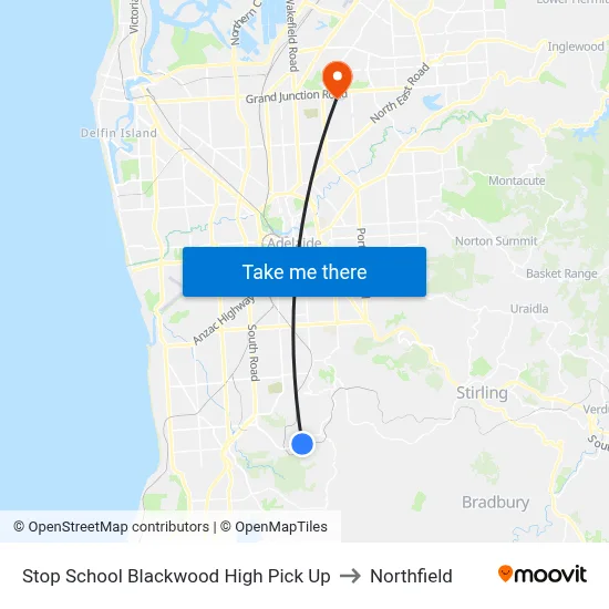 Stop School Blackwood High Pick Up to Northfield map