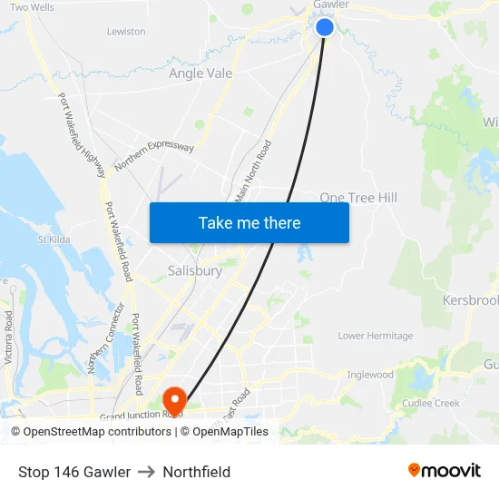 Stop 146 Gawler to Northfield map