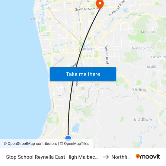 Stop School Reynella East High Malbeck Dr to Northfield map