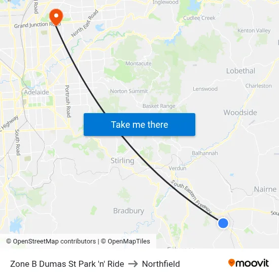 Zone B Dumas St Park 'n' Ride to Northfield map