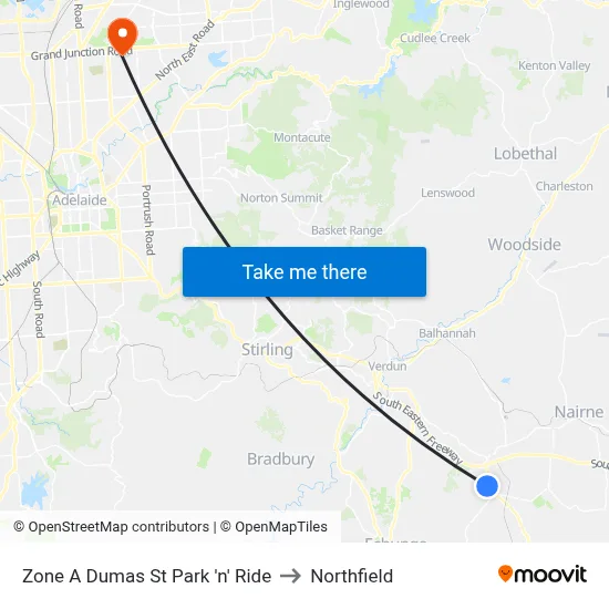 Zone A Dumas St Park 'n' Ride to Northfield map