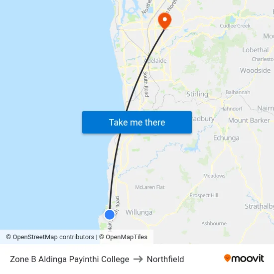 Zone B Aldinga Payinthi College to Northfield map