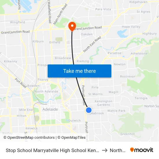 Stop School Marryatville High School Kensington Rd to Northfield map