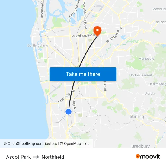 Ascot Park to Northfield map