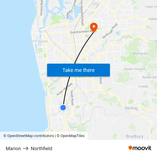 Marion to Northfield map