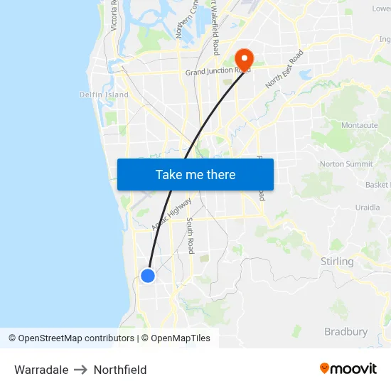 Warradale to Northfield map