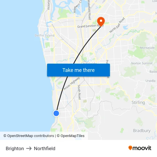 Brighton to Northfield map