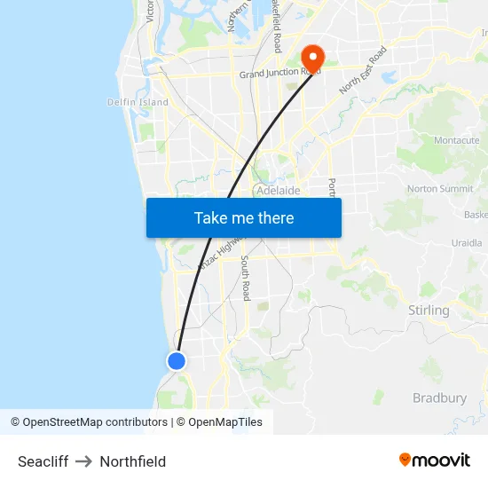 Seacliff to Northfield map