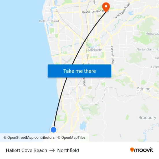 Hallett Cove Beach to Northfield map