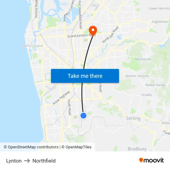 Lynton to Northfield map