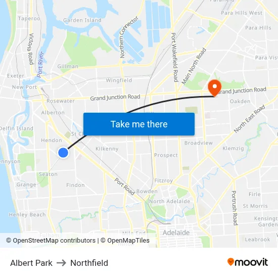 Albert Park to Northfield map