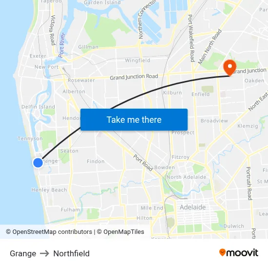 Grange to Northfield map