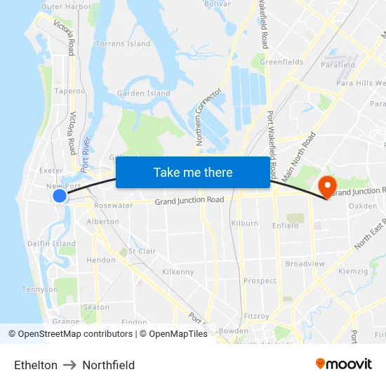 Ethelton to Northfield map