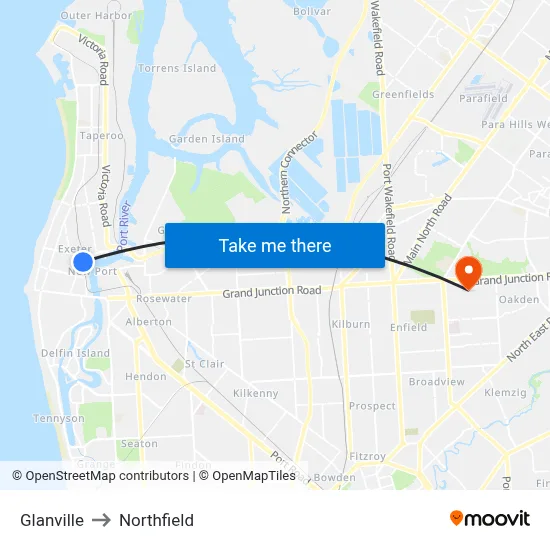 Glanville to Northfield map