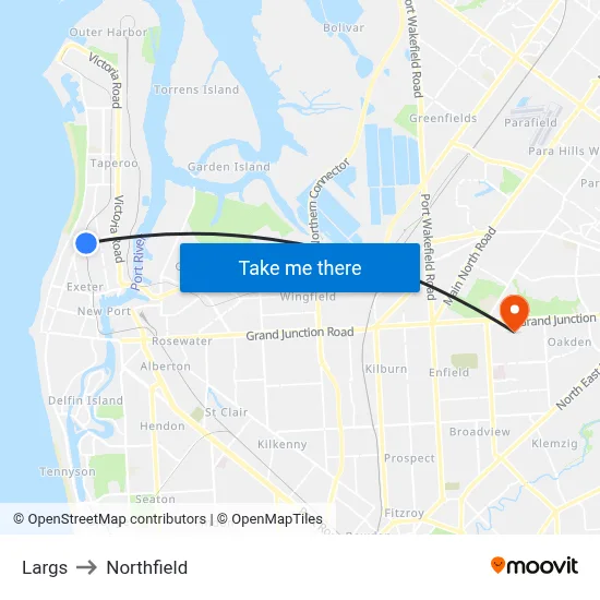 Largs to Northfield map