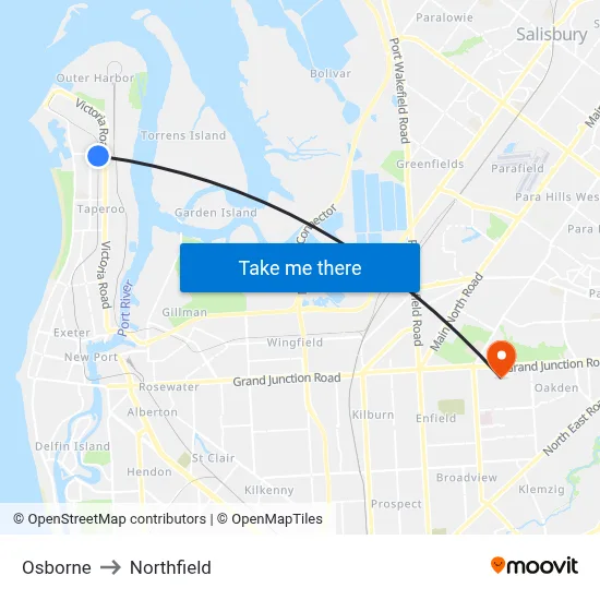 Osborne to Northfield map
