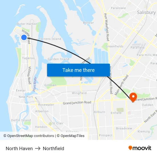 North Haven to Northfield map