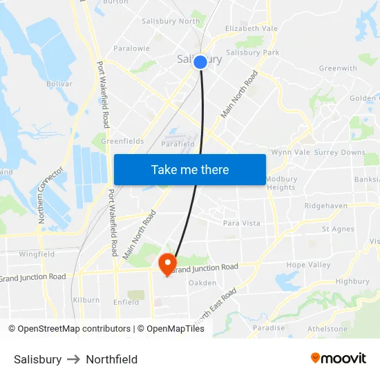 Salisbury to Northfield map
