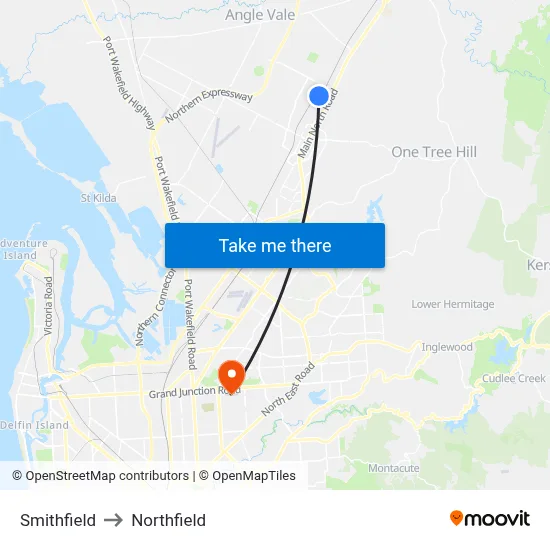 Smithfield to Northfield map