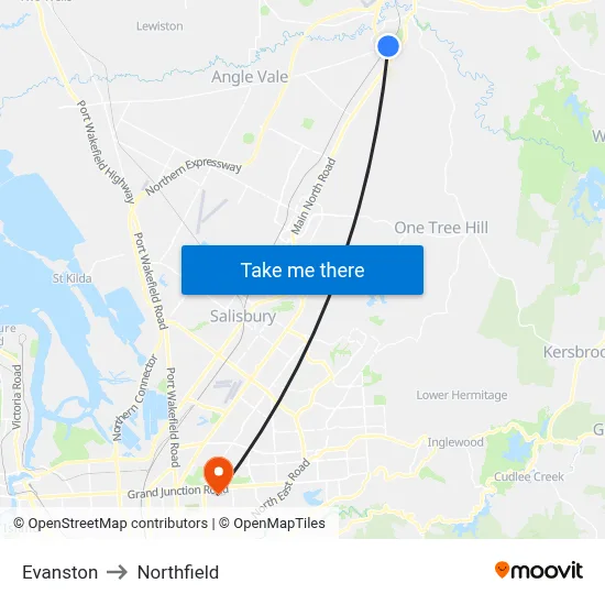 Evanston to Northfield map