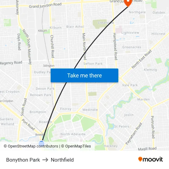 Bonython Park to Northfield map