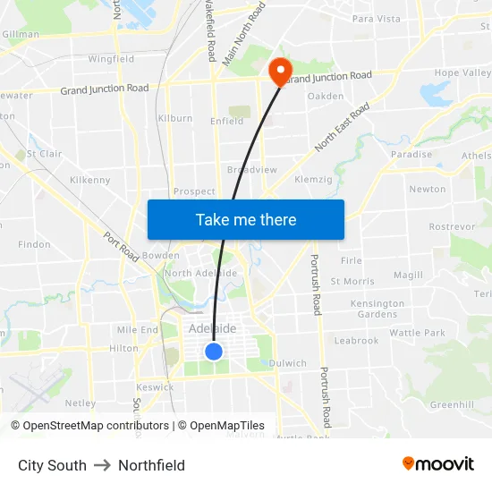 City South to Northfield map