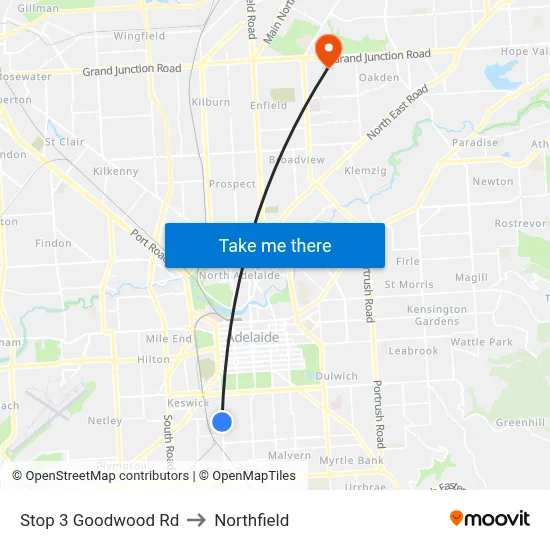 Stop 3 Goodwood Rd to Northfield map