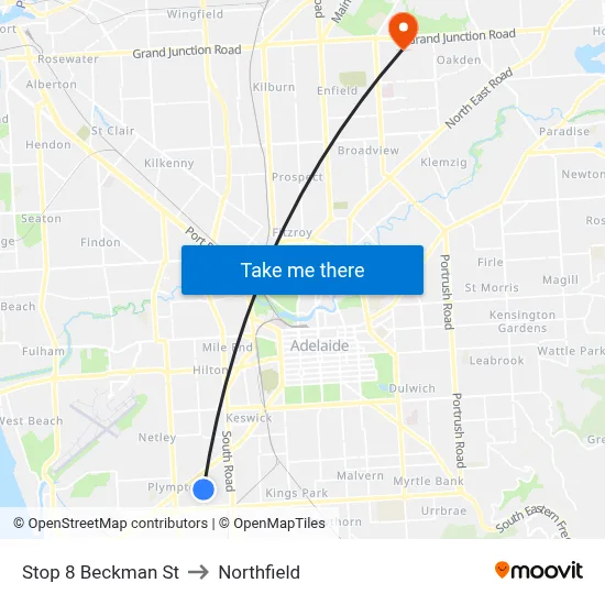Stop 8 Beckman St to Northfield map