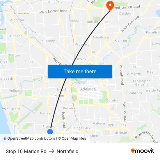 Stop 10 Marion Rd to Northfield map