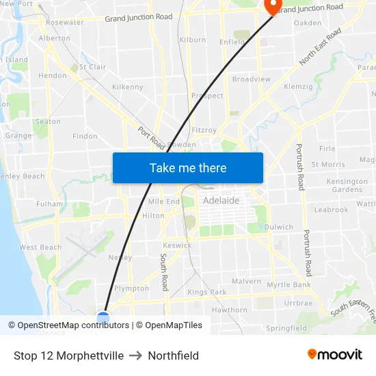 Stop 12 Morphettville to Northfield map