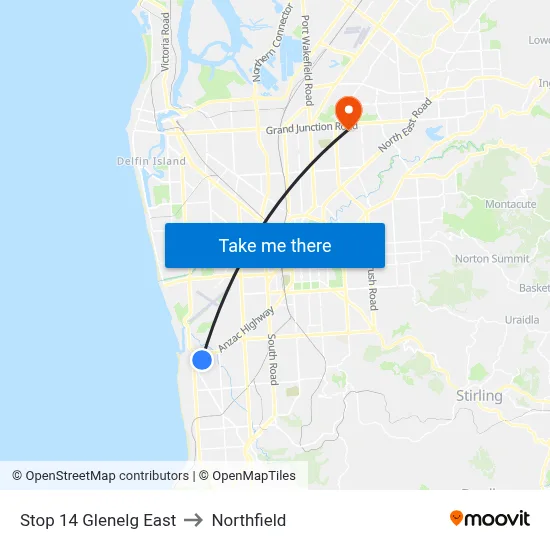 Stop 14 Glenelg East to Northfield map