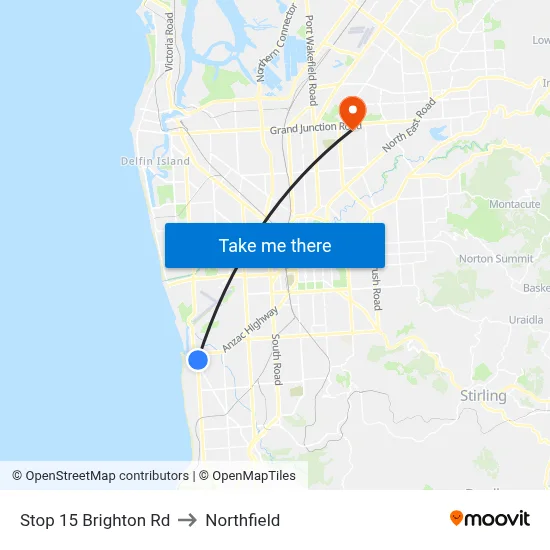 Stop 15 Brighton Rd to Northfield map